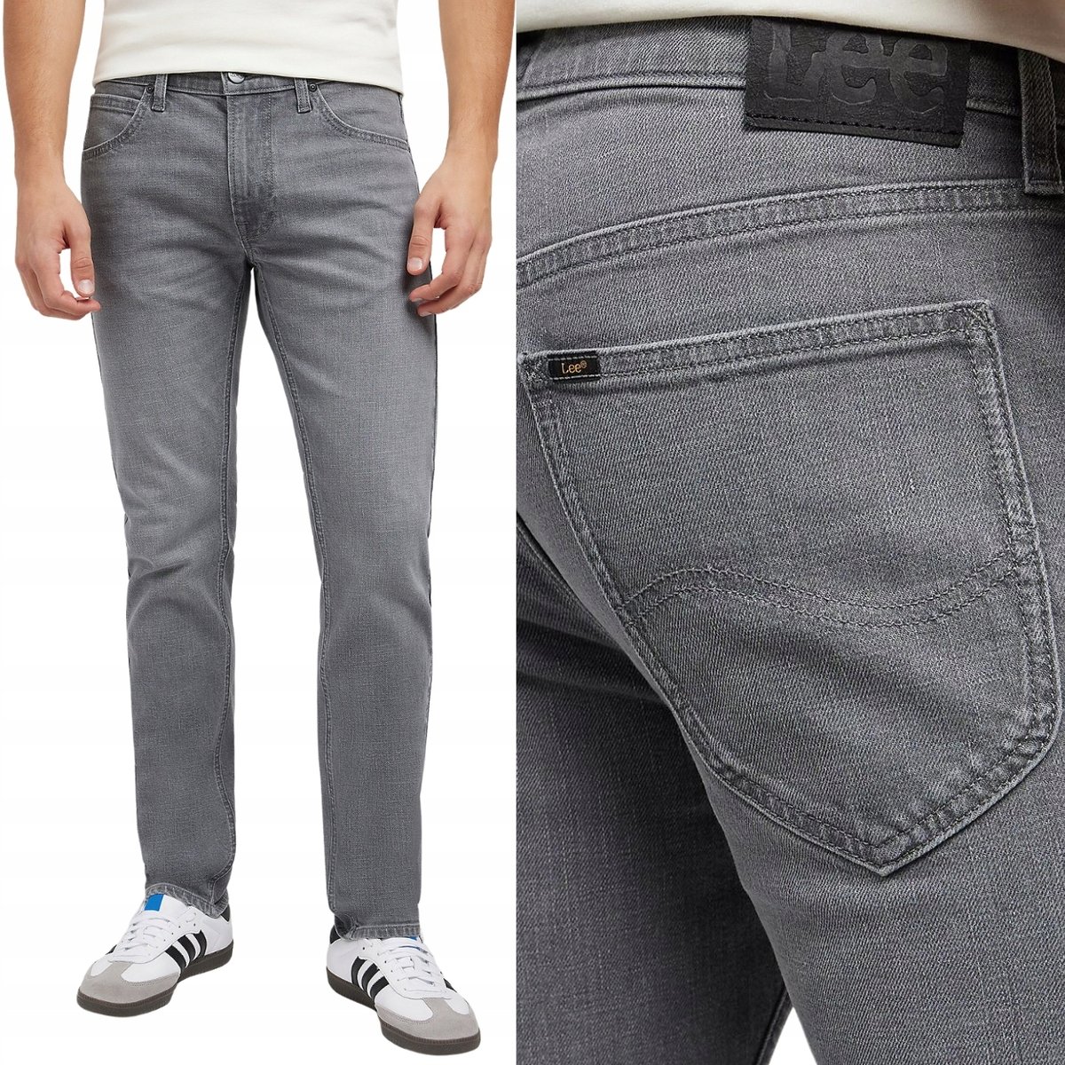 Lee DAREN Washed Cement DżINS proste szare męskie spodnie jeansowe W28 L32