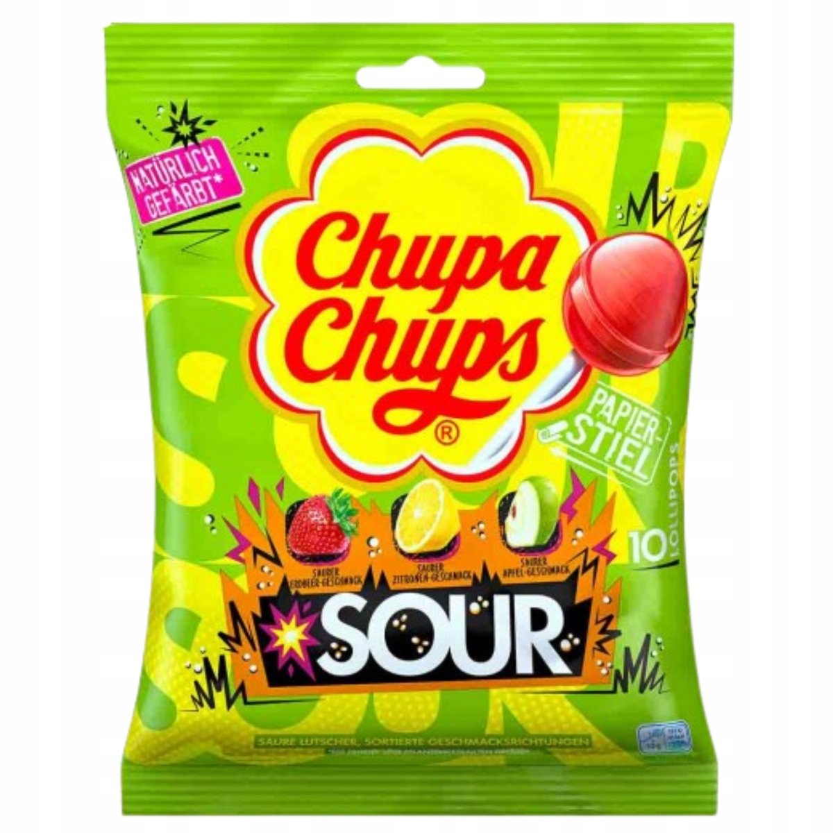 CHUPA CHUPS SOUR Lizaki Miks Kwaśnych Smaków Słodko-Kwaśna Zabawa 120 SZT