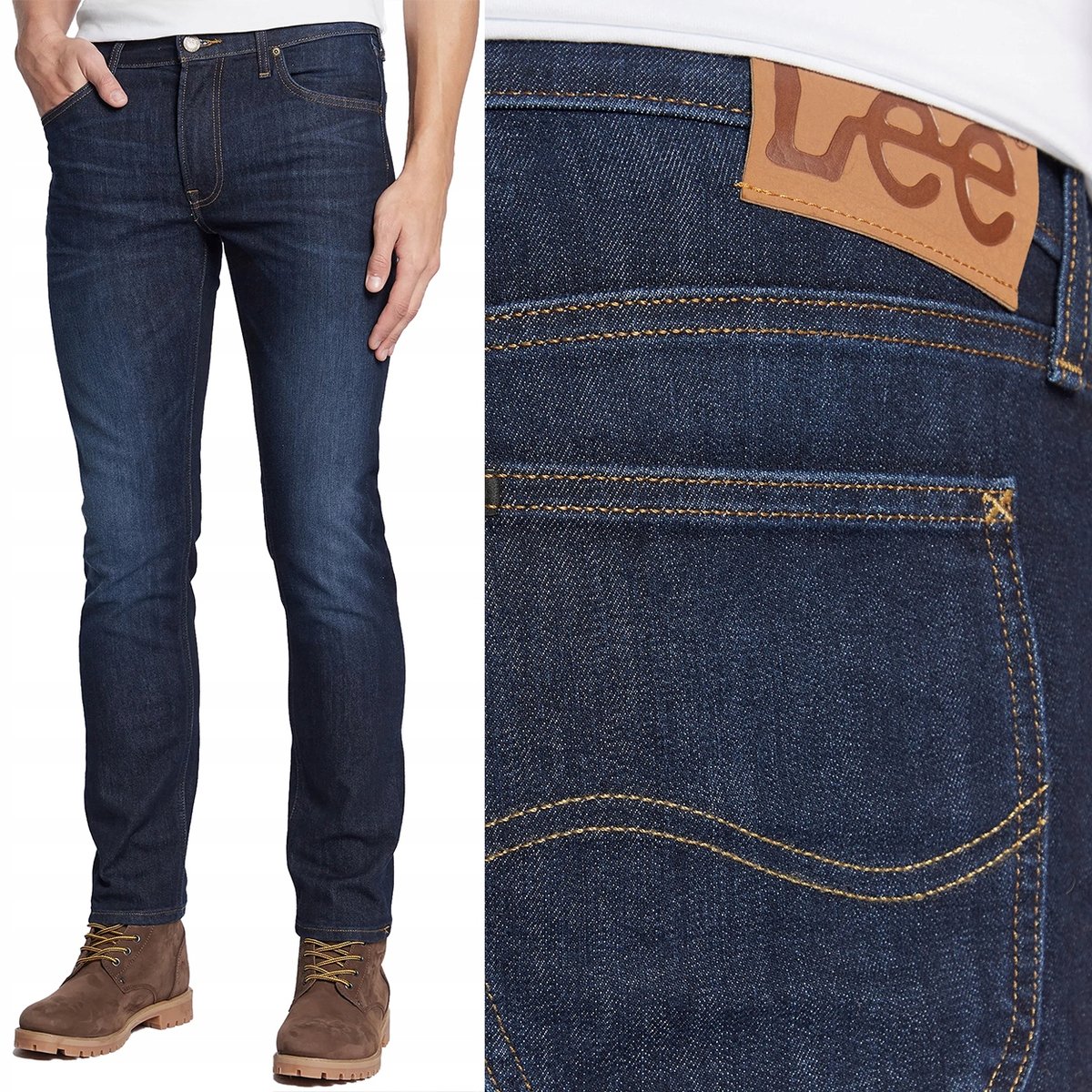 Lee DAREN Strong Hand DżINS proste ciemne męskie spodnie jeansowe W36 L34