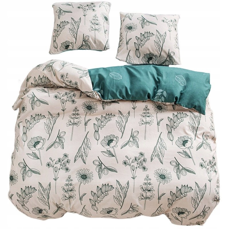 Pościel 200x220 bawełna satynowa dwustronna GierekHoff Premium 3 el kwiaty