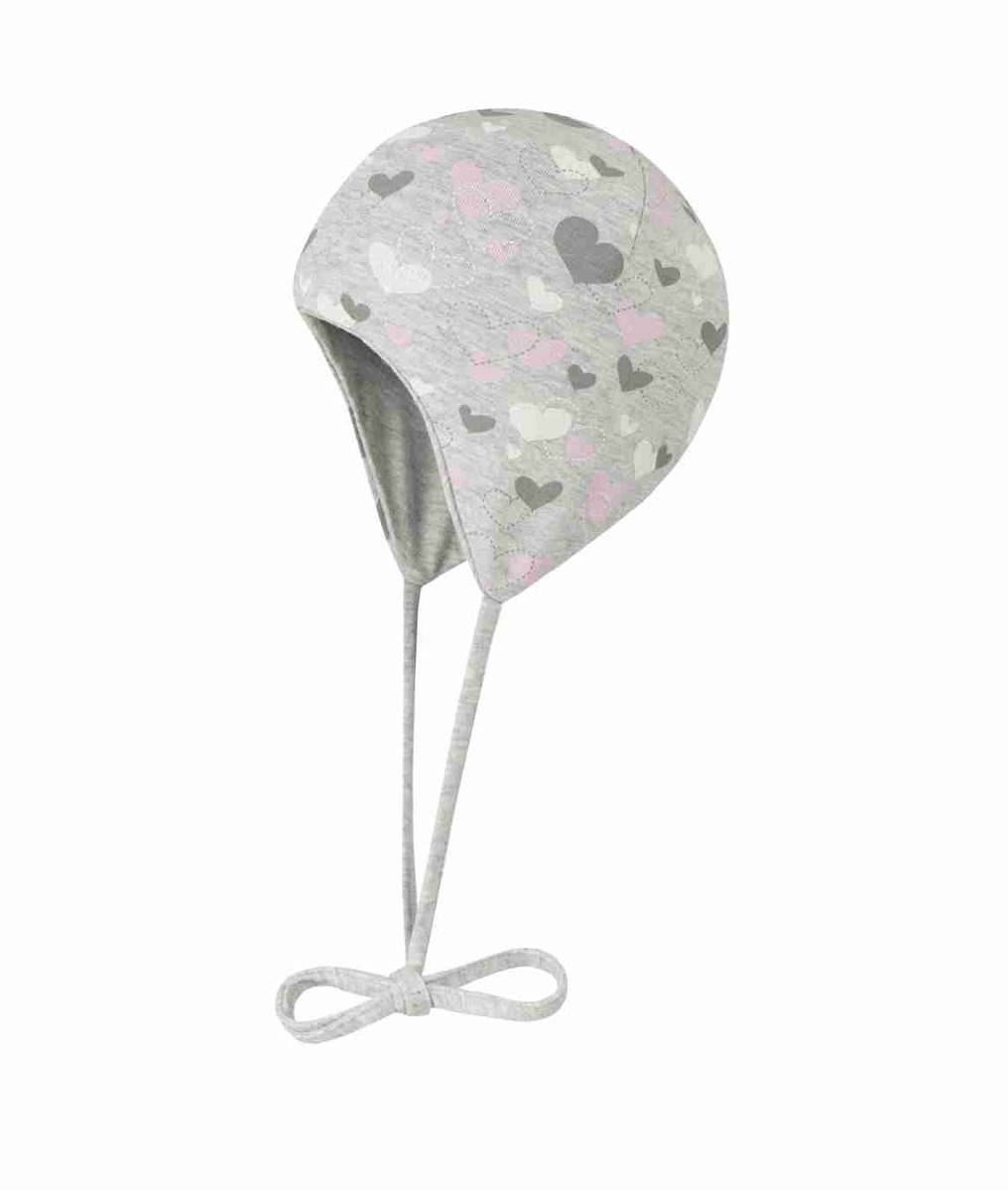 Czapka dziewczęca, dwustronna, szara, serca, Döll