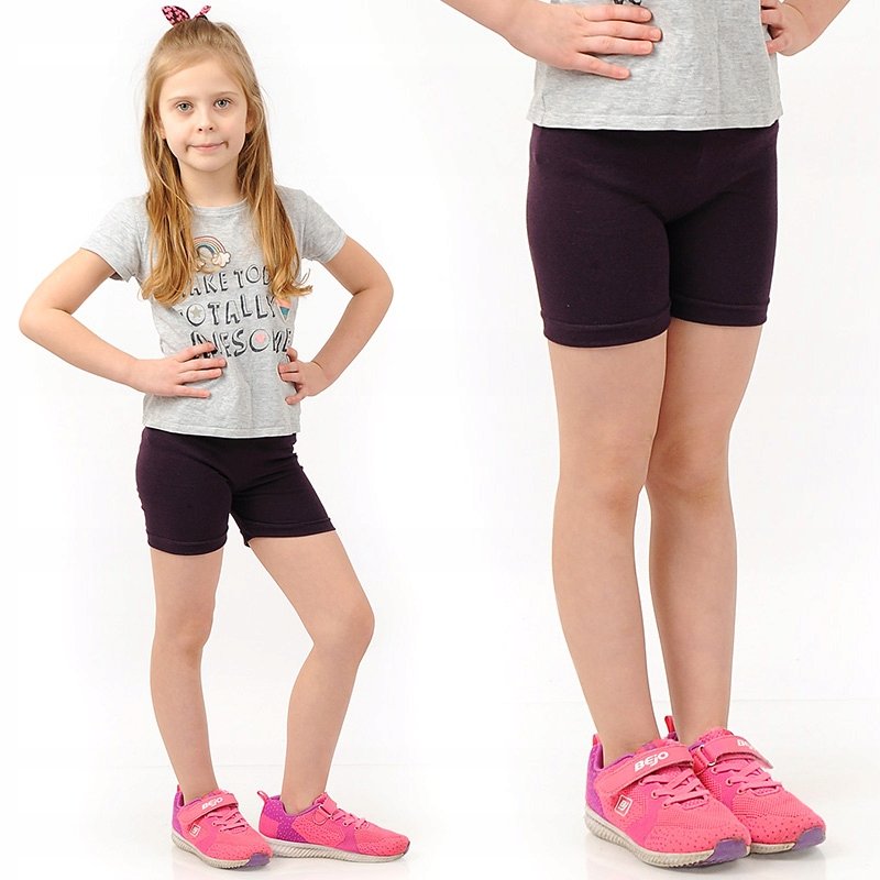 Krótkie spodenki Legginsy 1/2 Kolarki Dziecięce Getry Szorty Fioletowe 140