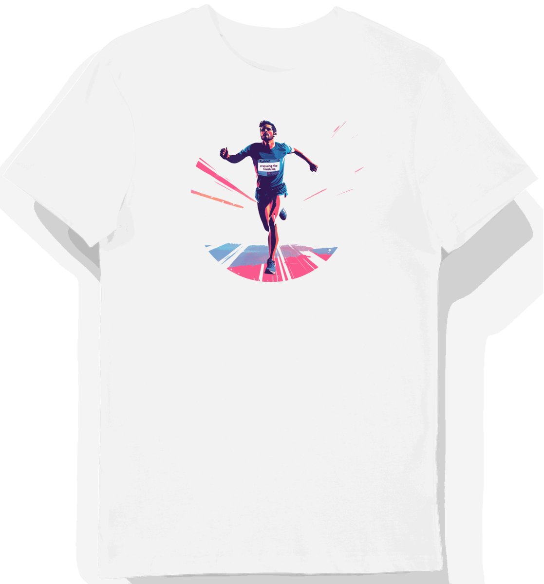 Koszulka męska biała z nadrukiem biegnącego sportowca M
