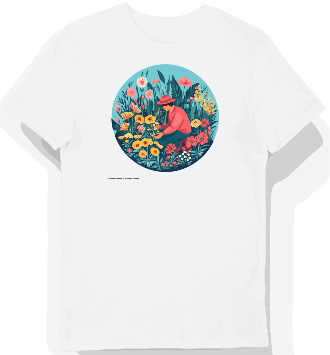 Koszulka męska biała z motywem opiekuna kwiatów XL