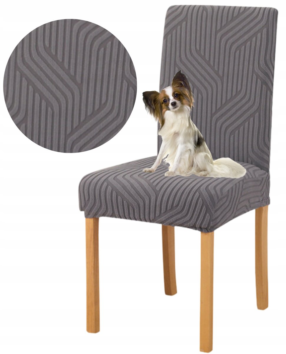 POKROWIEC NA KRZESŁO Uniwersalny Elastyczny ŻAKARD Warkocz SZARY Premium