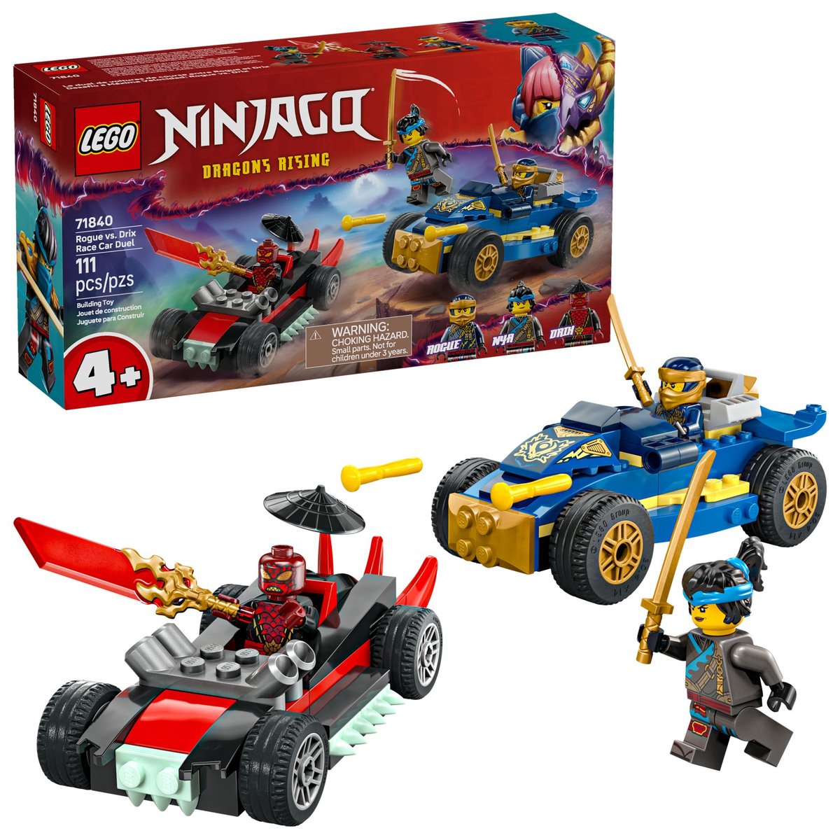 LEGO NINJAGO, klocki, Pojedynek wyścigowy Rogue kontra Drix, 71840