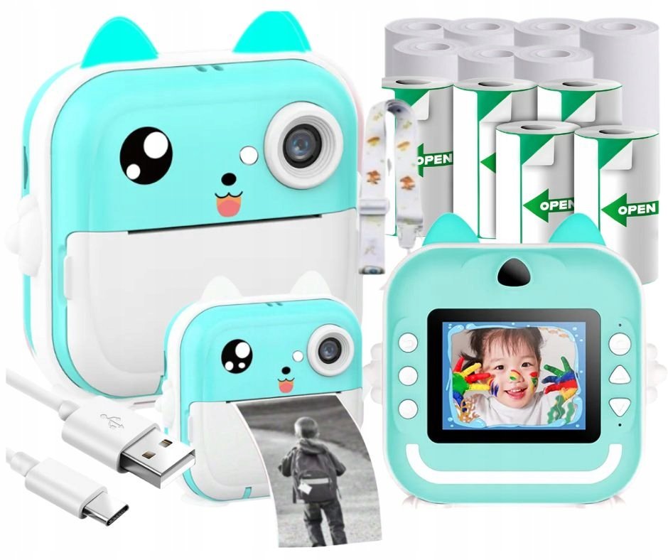 APARAT DRUKUŚ NATYCHMIASTOWY DLA DZIECI DRUKARKA TERMICZNA + ROLKI 13SZT