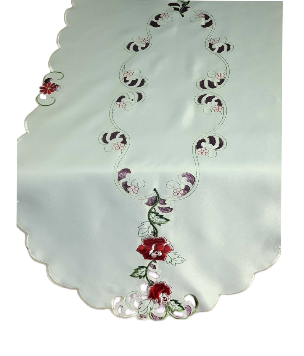 SE00066 Kremowy Bieżnik z haftem, 60x120cm