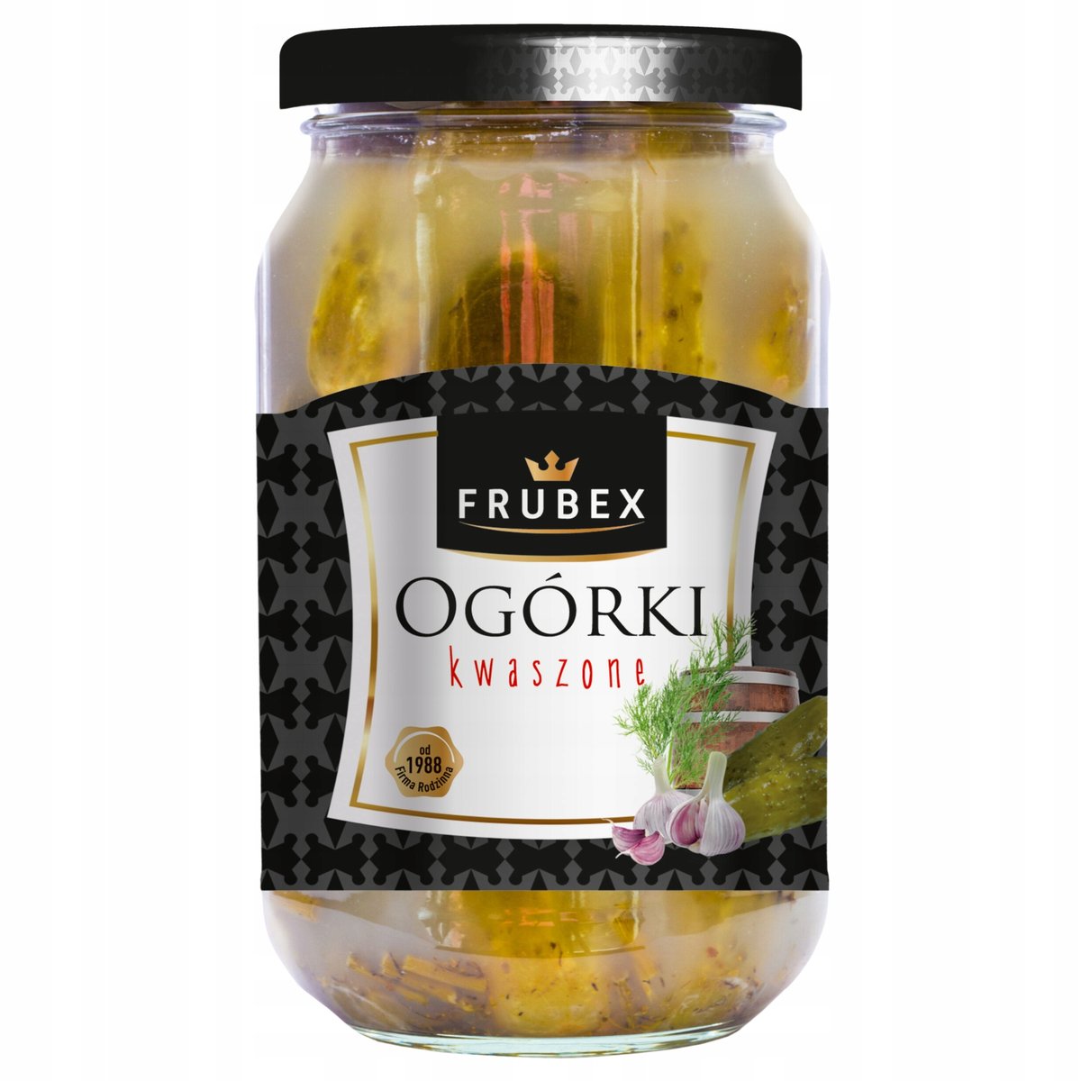 Frubex Ogórki Kwaszone w Słoiku w Słoiku Dodatek do Obiadu Sałatek 900ml
