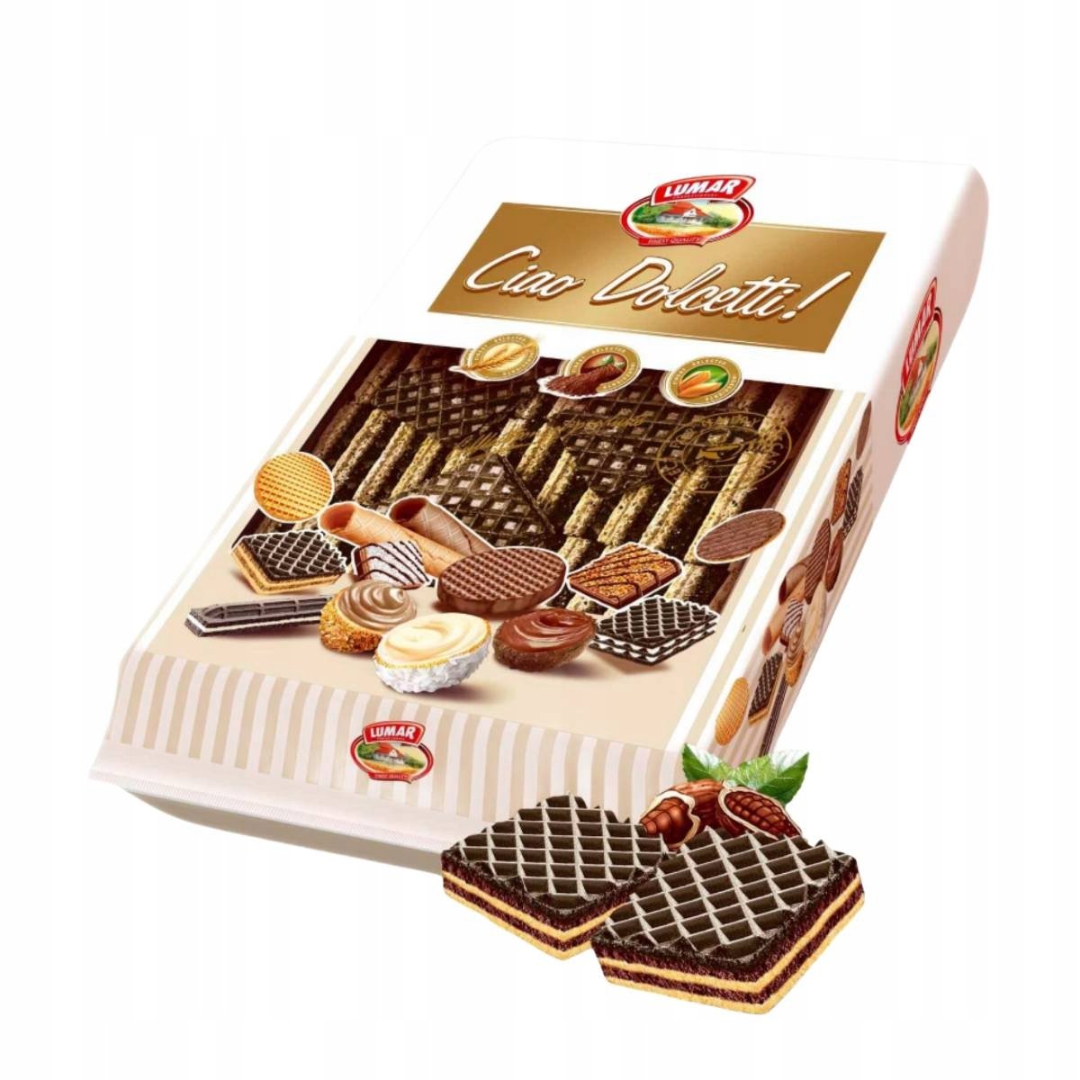 Lumar Wafle Classic Duo Black 400g chrupiące wafle z kakaowym nadzieniem