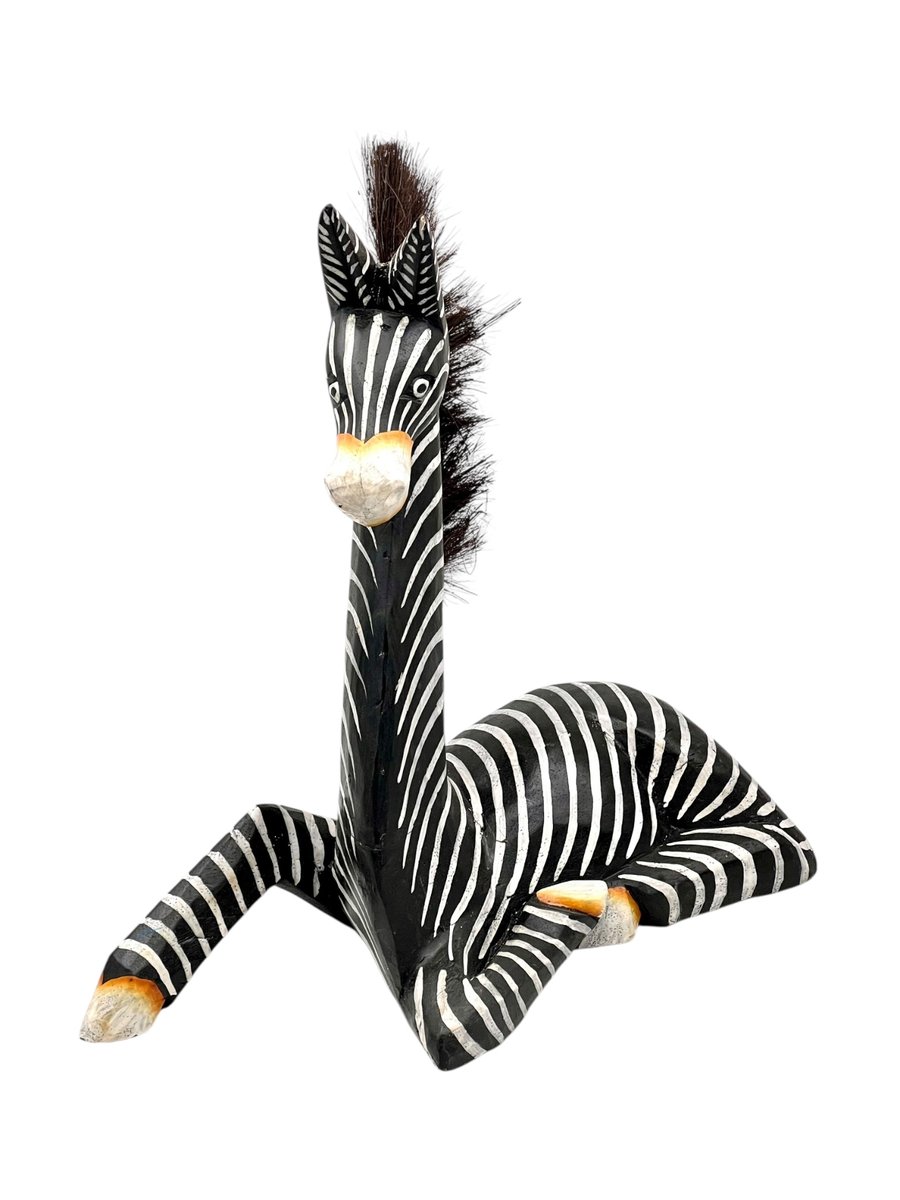 Drewniana Zebra z Indonezji – Ręcznie Rzeźbiona Figurka Dekoracyjna Naturalna Ozdoba Wnętrz Prezent 50cm