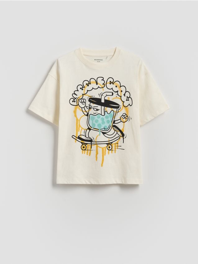 Reserved - T-shirt oversize - biały
