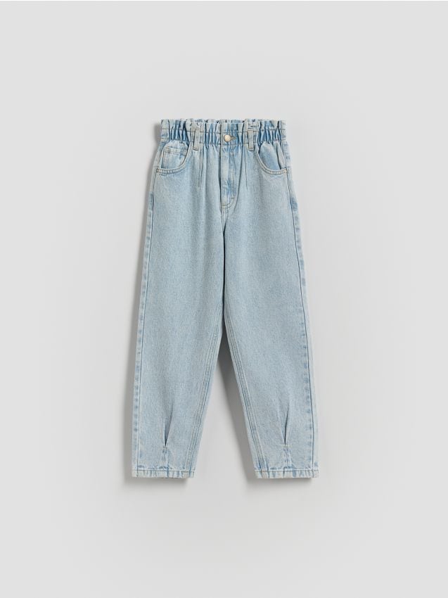 Reserved - Jeansy baggy high waist - niebieski