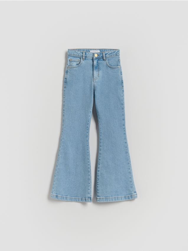 Reserved - Jeansy flare high waist - niebieski