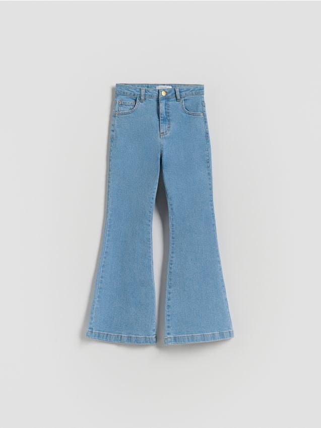 Reserved - Jeansy flare high waist - niebieski
