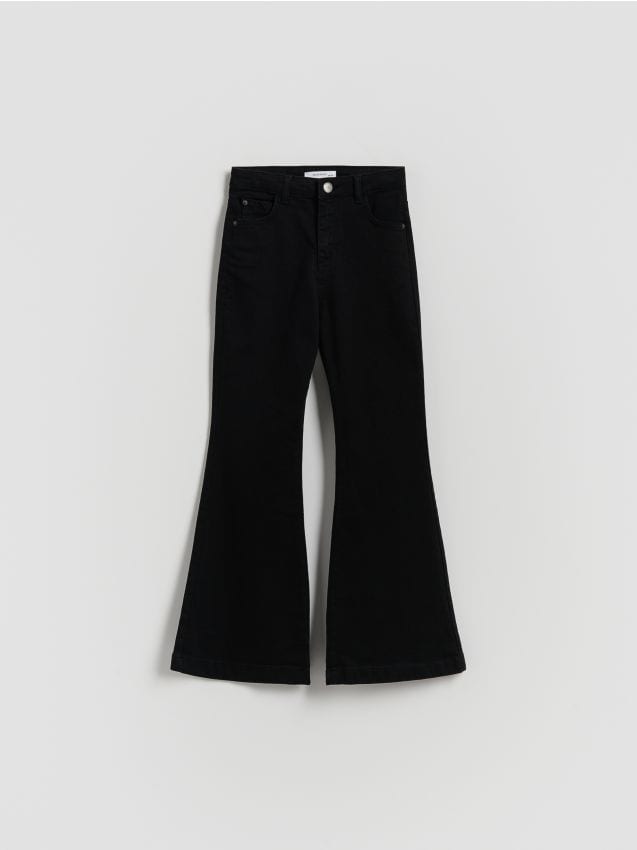Reserved - Jeansy flare high waist - czarny