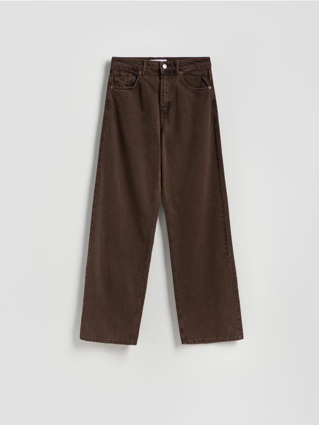 Reserved - Jeansy wide leg - brązowy