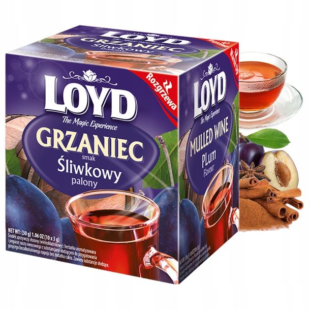 LOYD GRZANIEC Śliwkowy palony HERBATA rozgrzewająca zimowa 10 TOREBEK