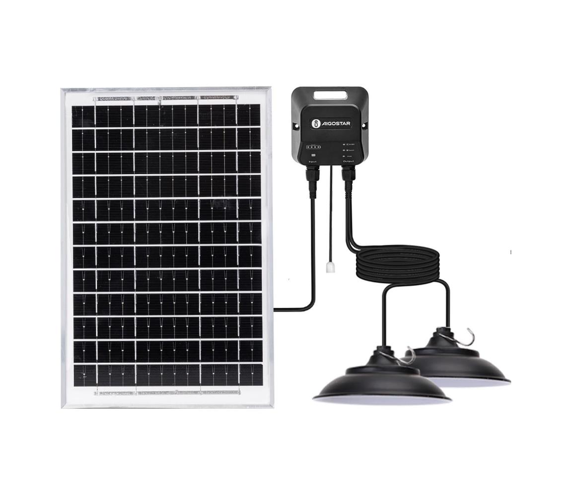 Aigostar - LED Żyrandol solarny z czujnikiem 2xLED/35W/12V 6000 mAh 6500K śr. 15 cm