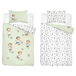 Detexpol Pościel bawełniana dziecięca dwustronna Piłka Nożna miętowa 90x120 cm MAYAMOO wzór 5142 B