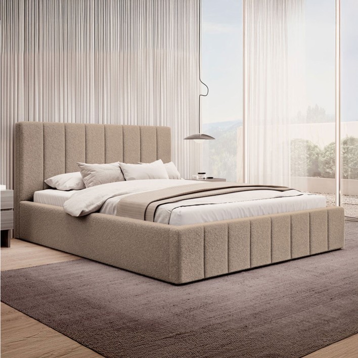 Łóżko tapicerowane z pojemnikiem SFG0116 180x200 Boucle Ciemny beż #4