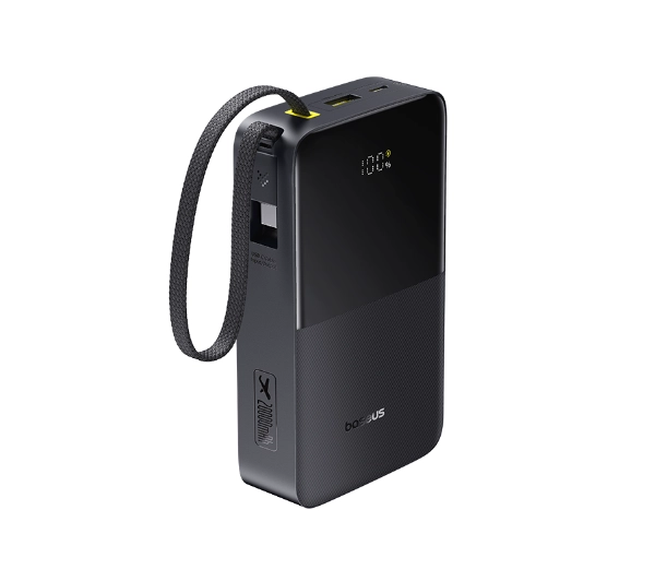 Baseus EnerFill FC51 Bipow2 Pro Digital Display 20000mAh Wbudowany kabel USB-C 22,5W Czarny