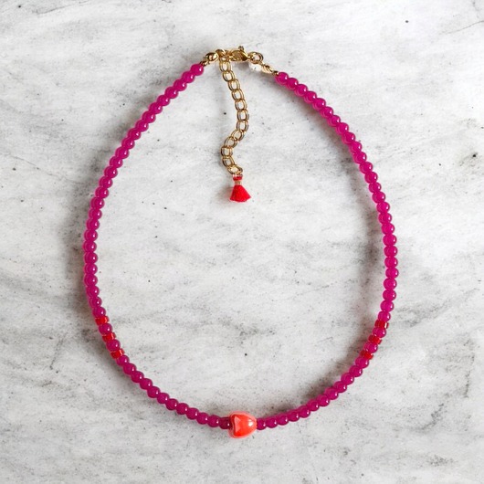 Choker : energy : summer collection : jadeit i ceramiczne serduszko