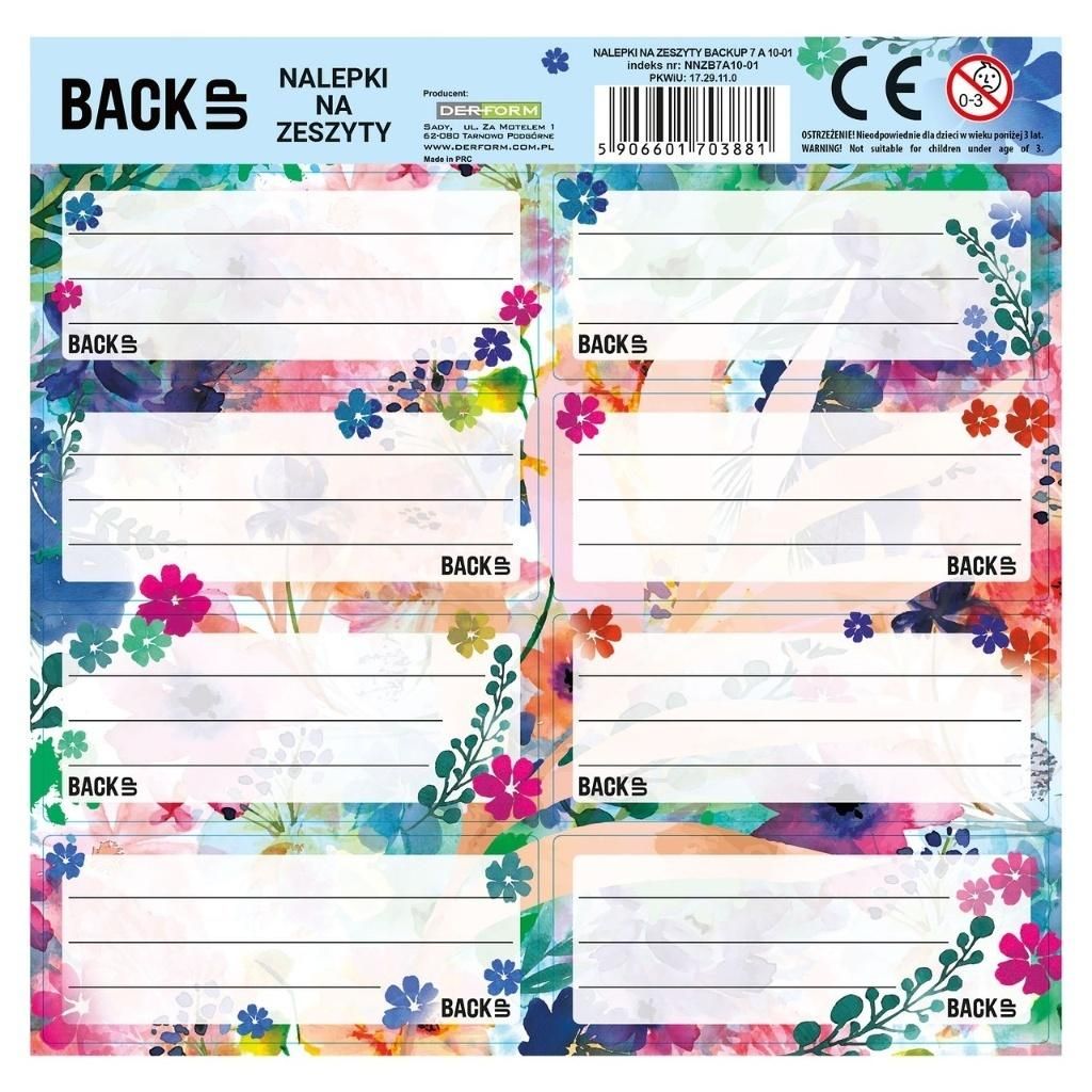 Nalepki na zeszyty BackUp 7 A10