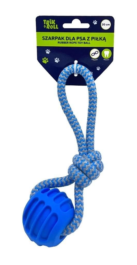 Zabawka dla psa Szarpak 20 cm z piłką niebieski TRIKROLL 560875