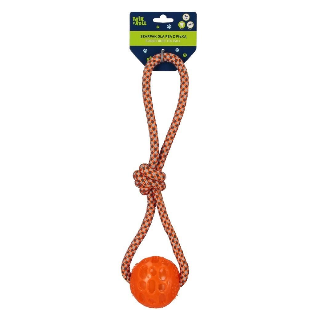 Zabawka dla psa Szarpak 36 cm z piłką pomarańczowy TRIKROLL 560883