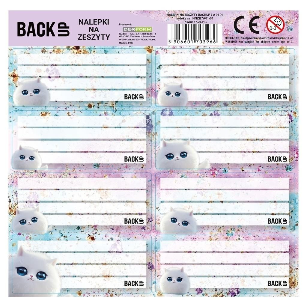 Nalepki na zeszyty BackUp 7 A01