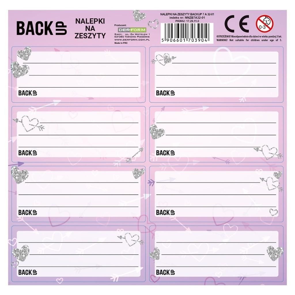 Nalepki na zeszyty BackUp 7 A32