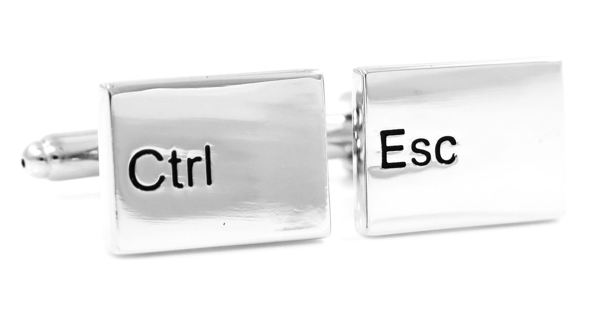 Srebrne spinki do mankietów dla informatyka - Ctrl + ESC U17