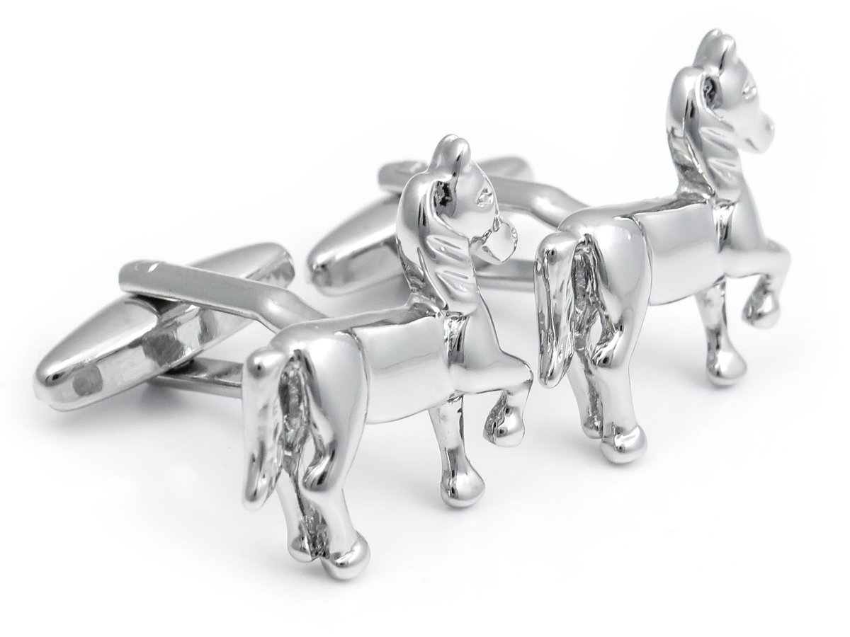 Srebrne spinki do mankietów - konie U195