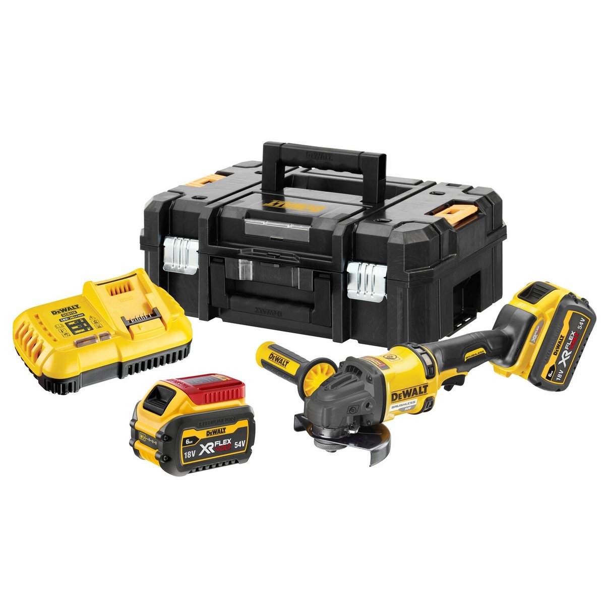 DEWALT SZLIFIERKA AKUMULATOROWA DCG418T2 125MM FlexVolt 2x6,0AH 54V WALIZKA