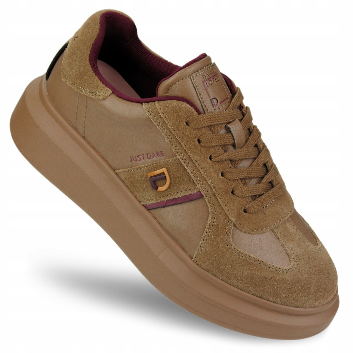 Buty sportowe damskie Daniel Lopez skórzane SNEAKERSY brązowe SS2D4005 36