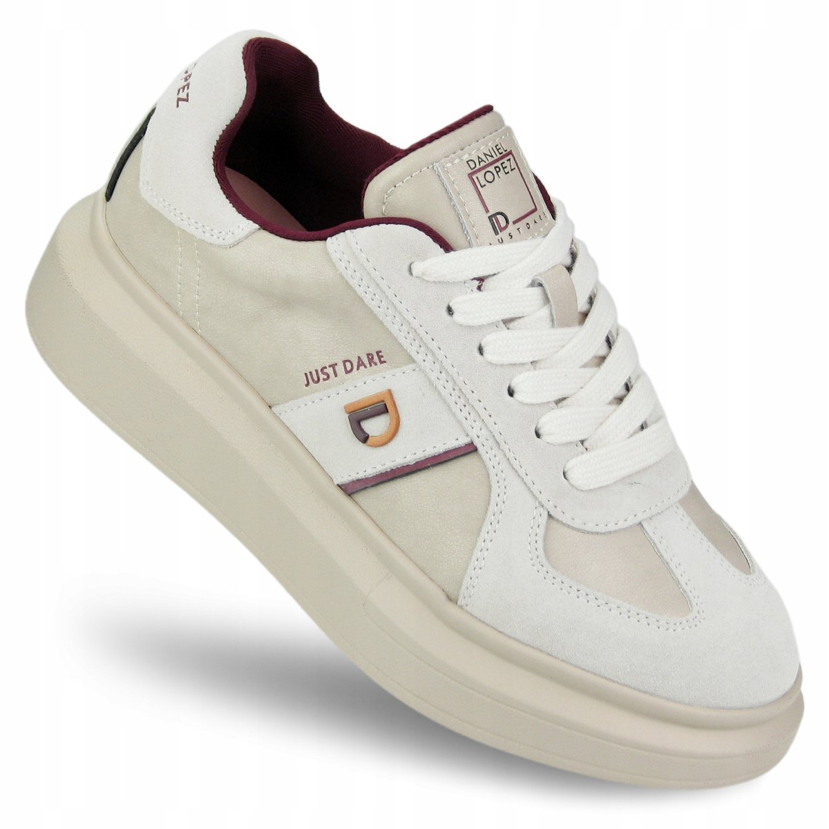 Buty sportowe damskie Daniel Lopez skórzane SNEAKERSY beżowe SS2D4003 36