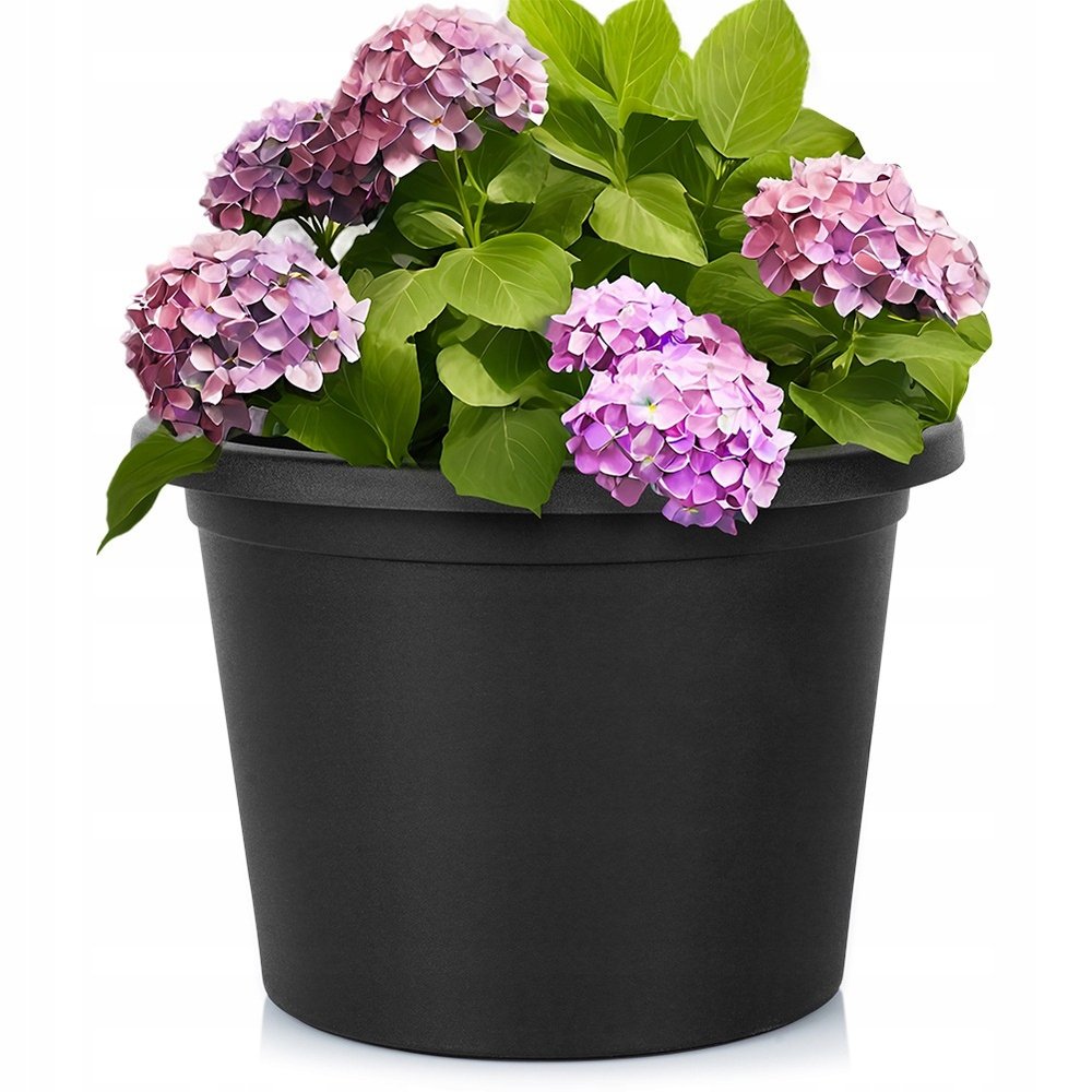 Doniczka ogrodowa plastikowa czarna okrągła 34 cm