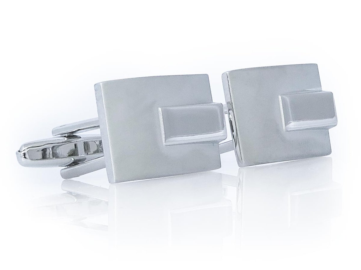 Srebrne matowo-błyszczące spinki do mankietów M6