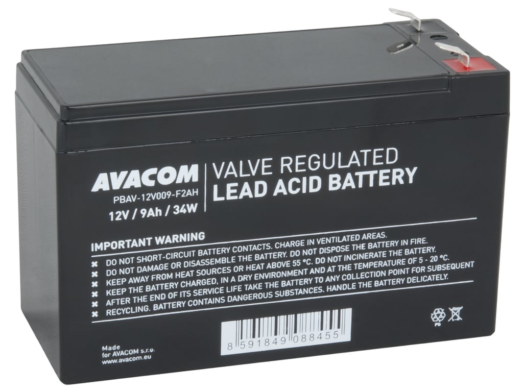 AVACOM PBAV-12V009-F2AH akumulator Ołowiany (VRLA) 12 V 9 Ah