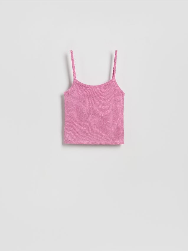 Reserved - Top z metalizowaną nitką - różowy