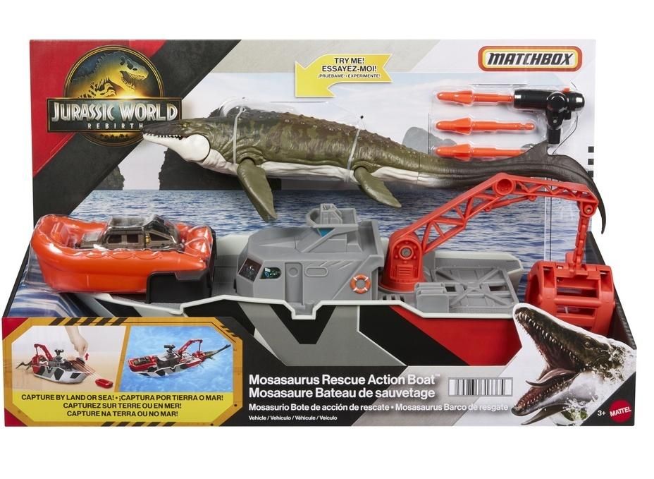Matchbox Jurassic World Mozazaur i łódź ratunkowa - model lub pojazd