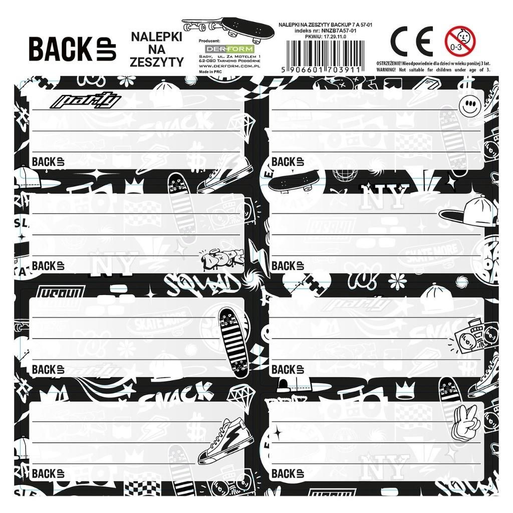 Nalepki na zeszyty BackUp 7 A57