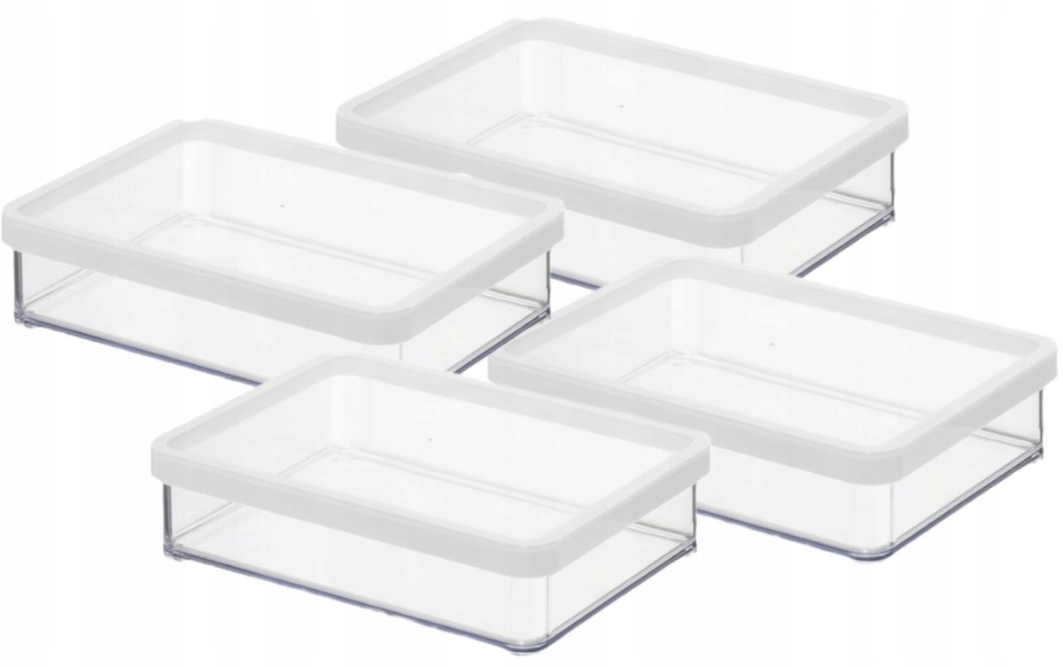 ROTHO ZESTAW 4 POJEMNIKÓW NA ŻYWNOŚĆ ARTYKUŁY SYPKIE 1L BIAŁY NISKI LOFT