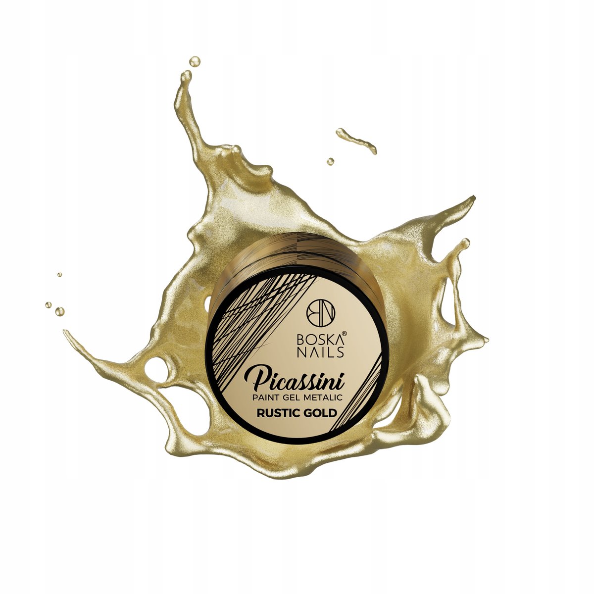Boska Nails PICASSINI METALIC Rustic Gold Paint Żel do paznokci Nail Art 5