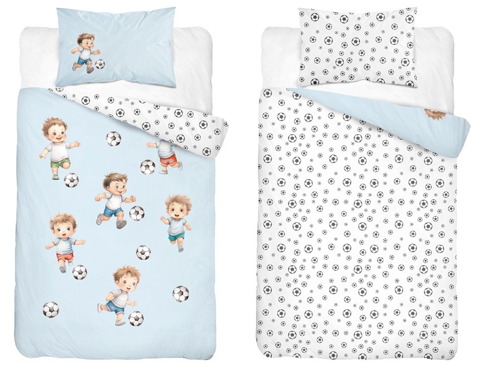 Pościel bawełniana do łóżeczka 100x135 5142a piłka nożna