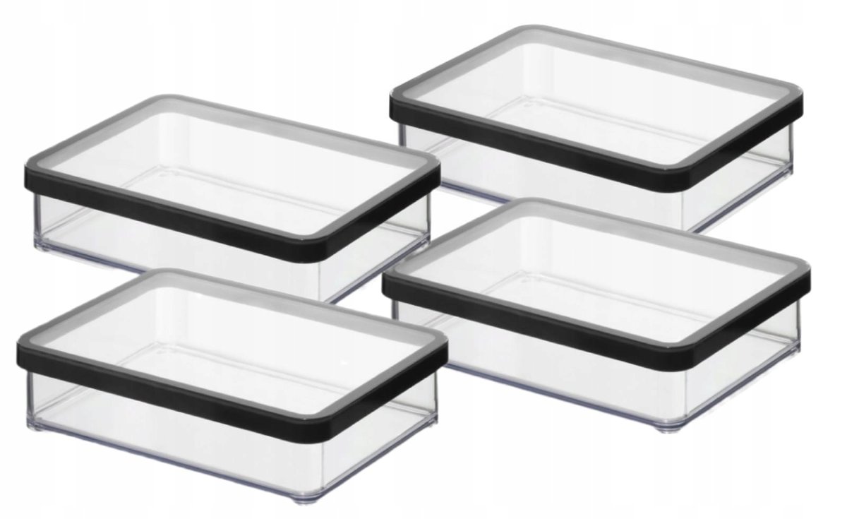 ROTHO ZESTAW 4 POJEMNIKÓW NA ŻYWNOŚĆ ARTYKUŁY SYPKIE 1L CZARNY NISKI LOFT