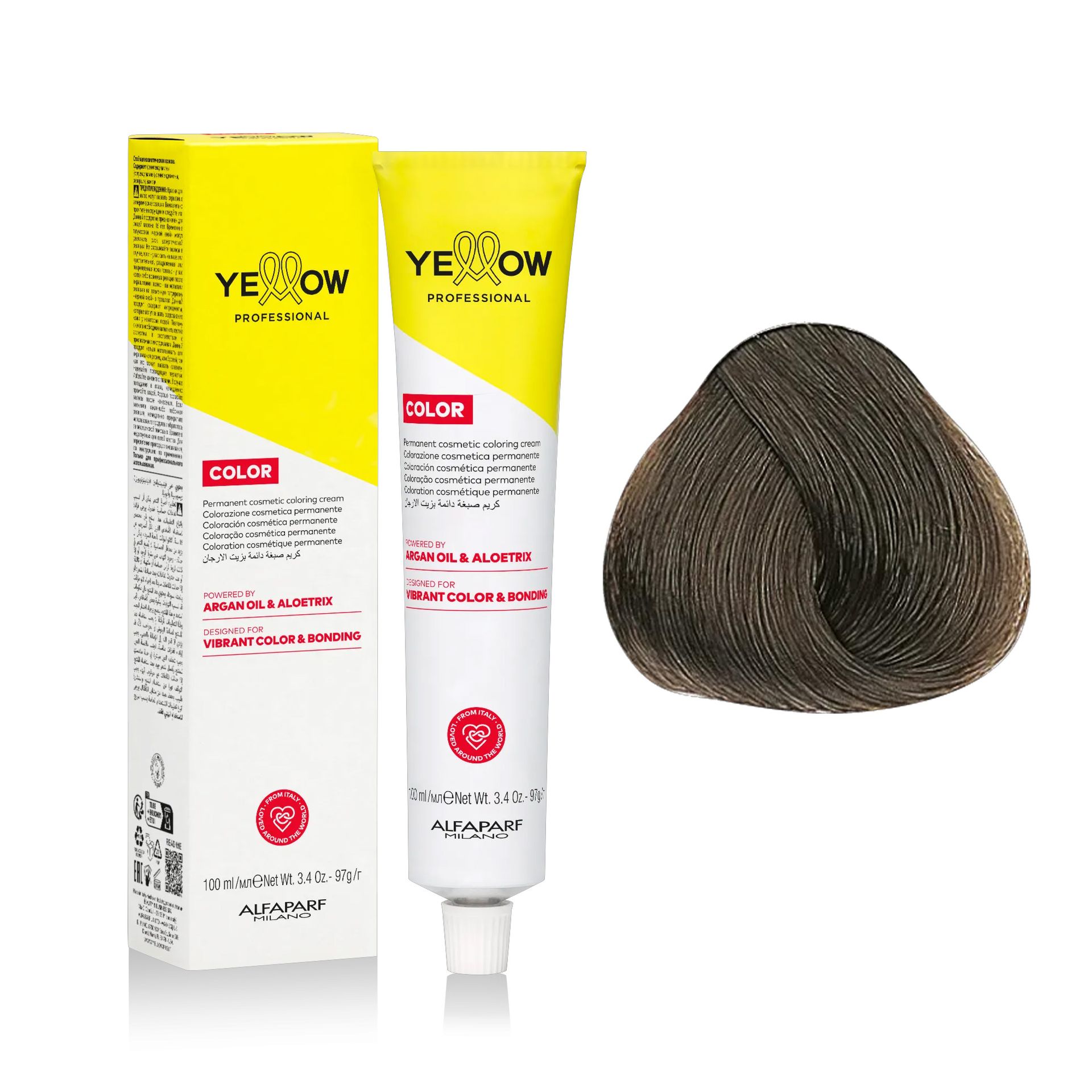 Yellow Professional Color Permanent, farba do włosów, 7.1, 100ml