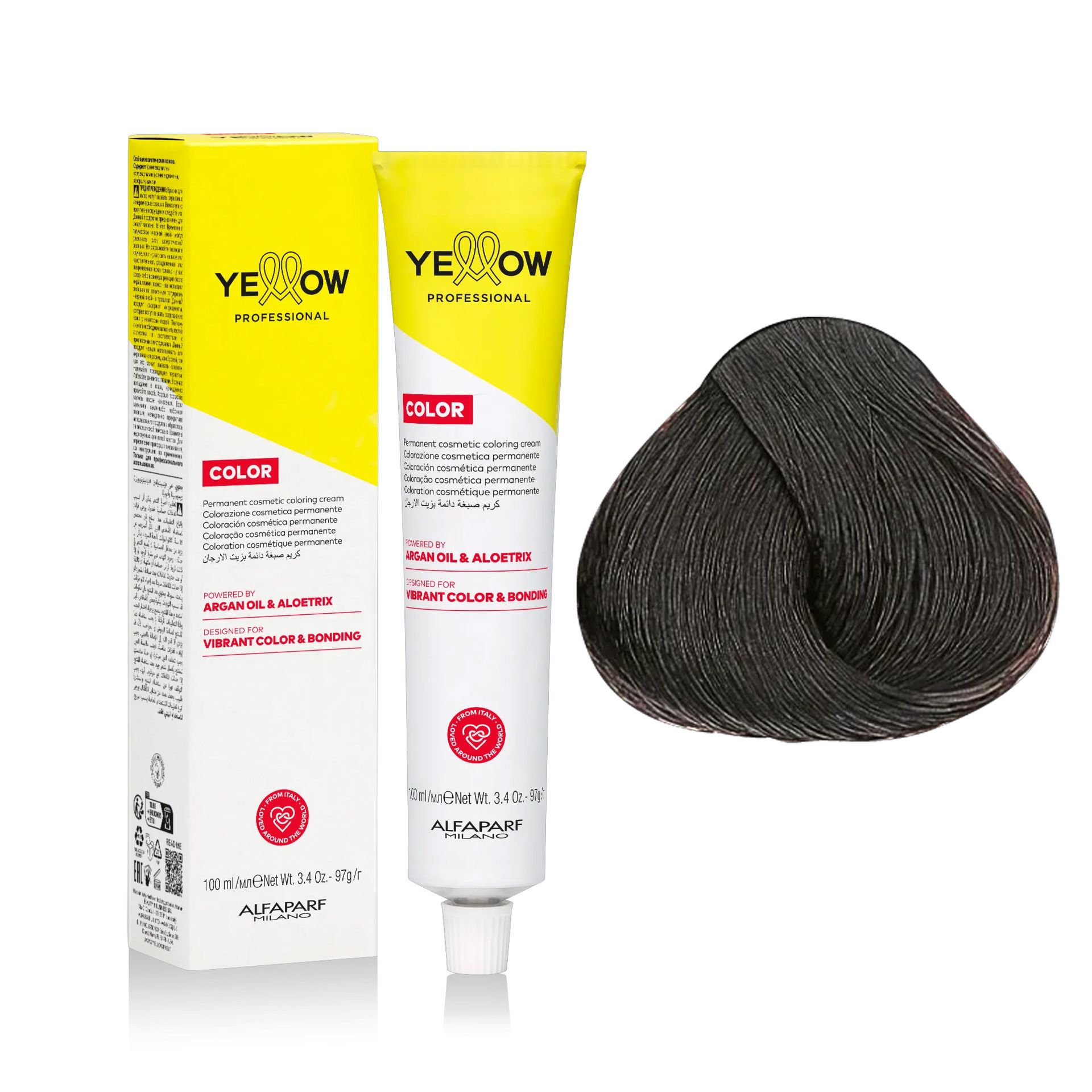 Yellow Professional Color Permanent, farba do włosów, 4 cool, 100ml