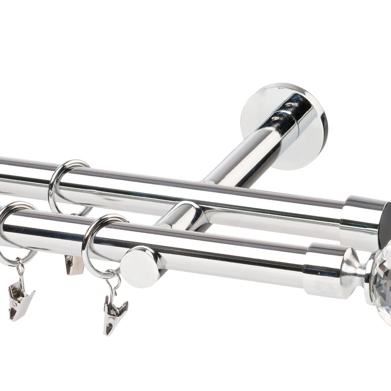 Karnisz Prado Crystal 200 cm podwójny chrom 19 mm